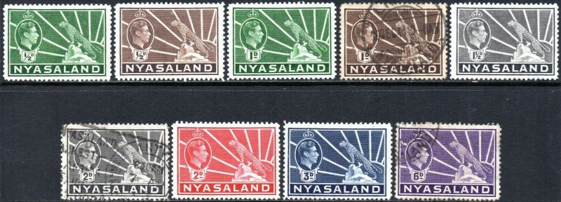 1938 Nyasaland Sg 130/136 Short Set of 9 Mounted Mint/Fine Used