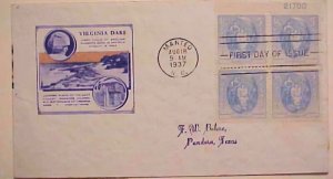 USA  FDC  VIRGINIA DARE 1937 MANTEO N.C