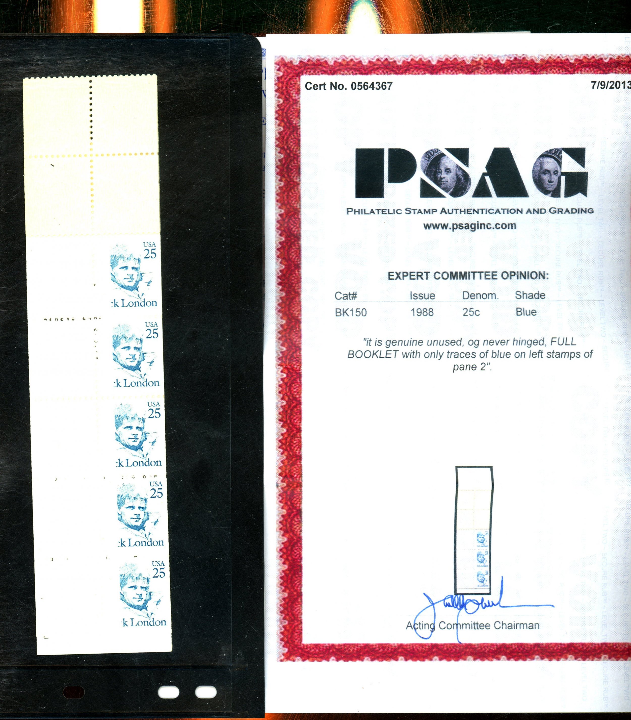Bk150 2182 VAR RF & RSE Cert Left Side Color Omitted Small Traces of
