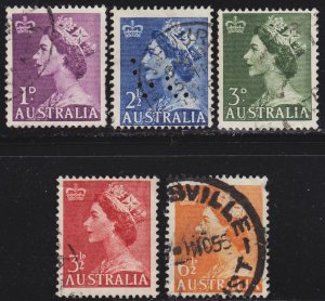 Australia Scott 256-58B complete set F to VF used.