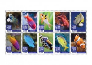Sierra Leone - 2020 Fishes, Snapper, Clownfish - 10 Stamp Sheet - SRL200430a