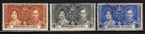 British Guiana #227-29 ~ Cplt Set 6 of 3  ~ Unsed, Used, MX (1937)