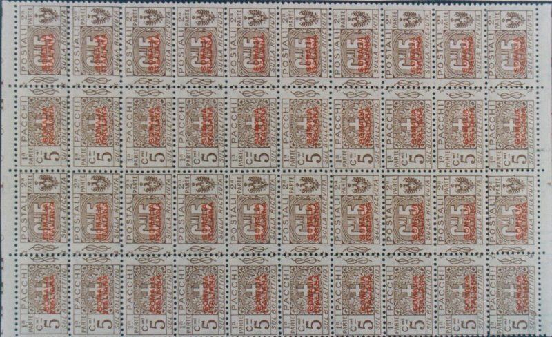 ITALY SOMALIA Pacchi n.43 Block of 20 MNH** cv 12000$ Chiavarello Certif