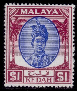 MALAYSIA - Kedah QEII SG88, $1 blue & purple, NH MINT.