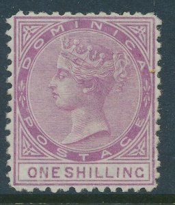 SG 3 Dominica 1874 1/- Dull magenta. very lightly mounted mint CAT £325