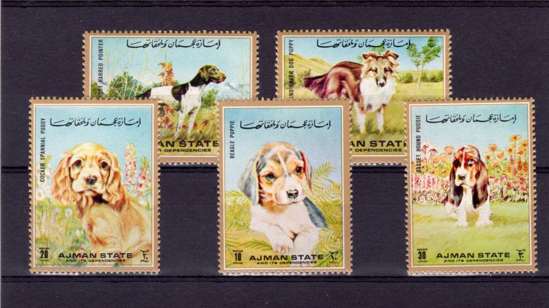 Ajman 1972 DOGS set of 5 values Perforated Mint (NH)