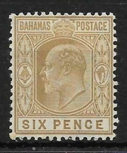 BAHAMAS SG74a 1911 6d BISTRE-BROWN WITH MALFORMED E MTD MINT