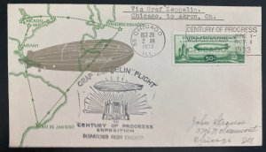 1933 Chicago USA LZ 127 Graf Zeppelin cover To Century Of Progress Exhibit #C 18