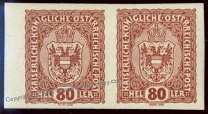 Austria KuK Empire Arms 80H IMPERF Pair  MH 36841