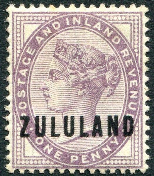 ZULULAND-1888-93 1d Deep Purple Sg 2  LIGHTLY MOUNTED MINT V28228