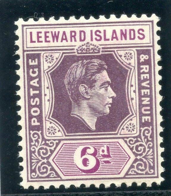 Leeward Islands 1938 KGVI 6d deep dull purple & bright purple (CH) MLH. SG 109.