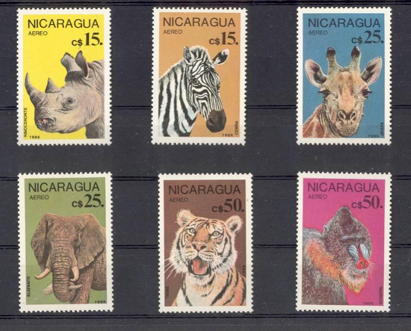 Nicaragua - Mi. 2711-16 (Wild Animals) - MNH - AS038