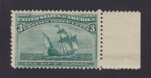 US 232 3c Columbian Exposition Mint Fine OG H SCV $35