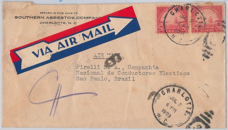 52476 -  UNITED  STATES -  POSTAL HISTORY: AIRMAIL COVER to BRAZIL 1939