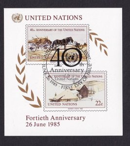 United Nations New York  #449 cancelled  1985 sheet  UN anniversary .