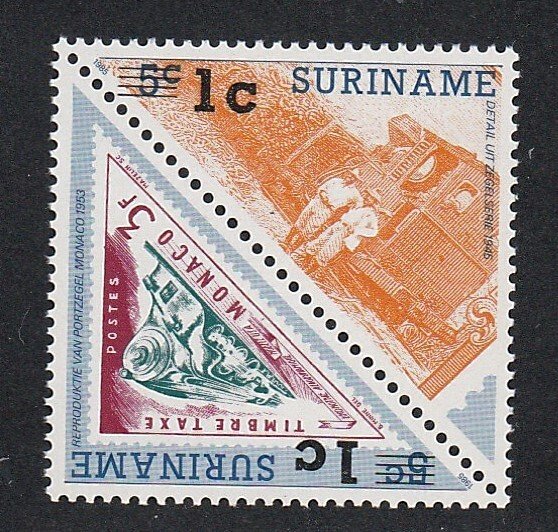 Suriname # 929a, Surcharged Triangle Stamp, Mint NH, 1/2 Cat