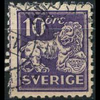 SWEDEN 1925 - Scott# 128 Lion and Arms 10o Used