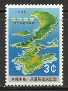 Ryukyu Islands Scott 109 MNHOG - 1963 Map of Okinawa - SCV $1.25