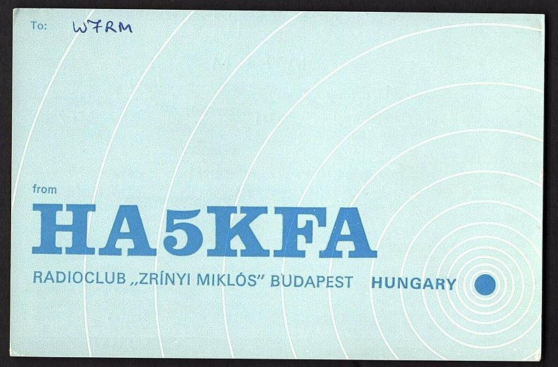 QSL QSO RADIO CARD HA5KFA/Budapest/1972, Hungary (Q2180)