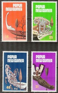 Papua New Guinea 1979 Canoe Bow Ornaments and Paddles Ships set of 4 MNH