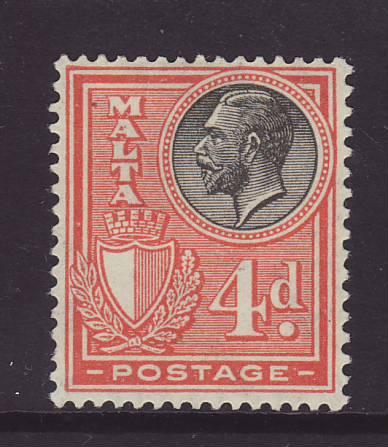 1926 Malta 4d Inscr Postage Mint SG163