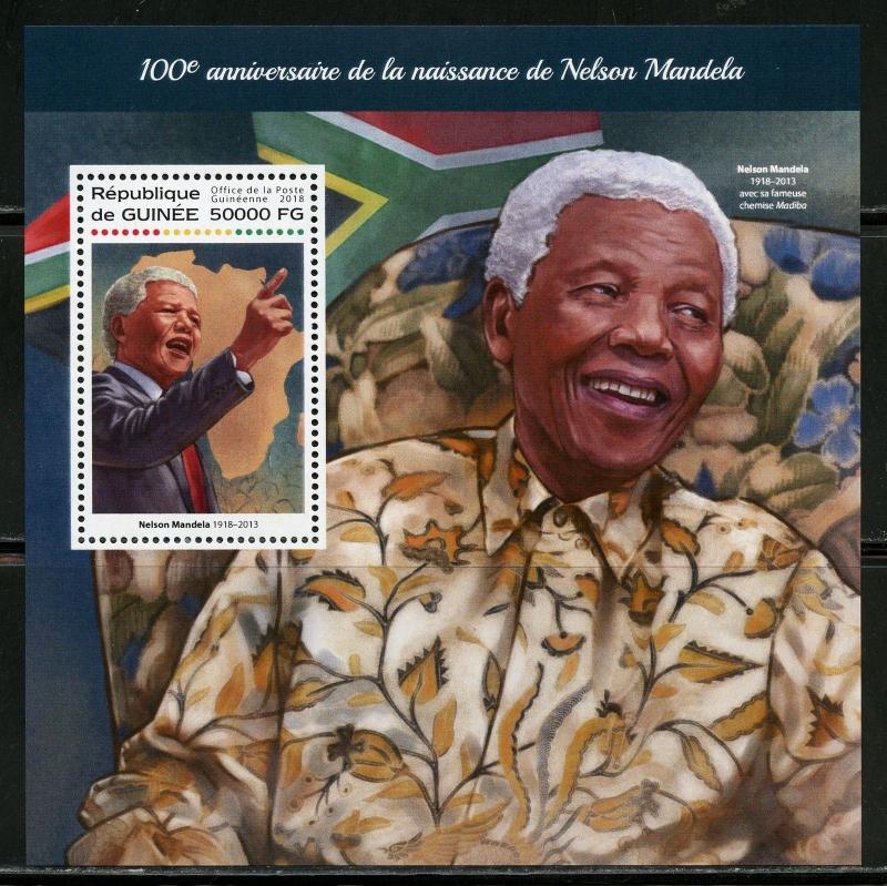 GUINEA  2018  100th BIRTH ANNIVERSARY OF NELSON MANDELA  SOUVENIR SHEET MINT NH