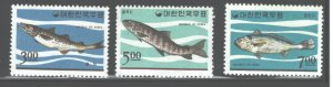 KOREA DPR 1966  FISH  #496 - 498  MNH