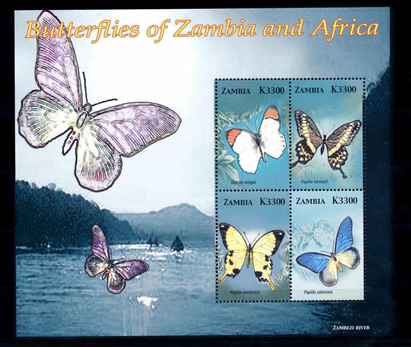 [41415] Zambia 2005 Butterflies Schmetterlingen Papillons  MNH Sheet