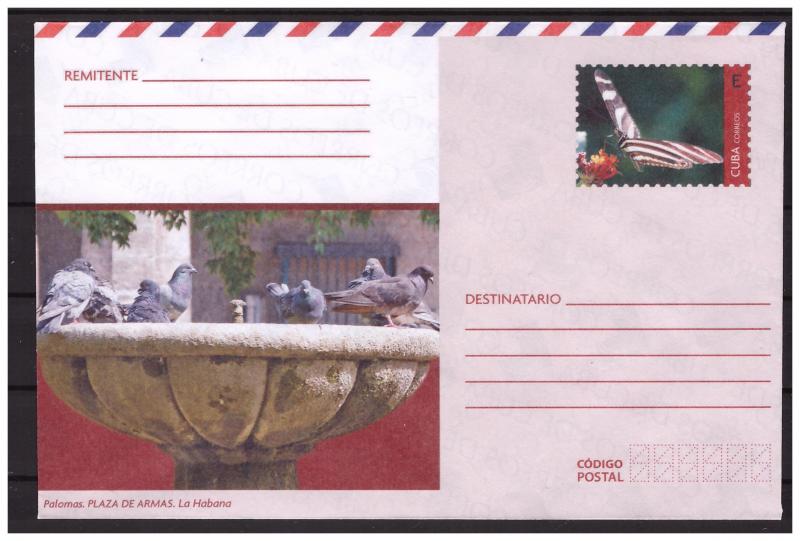 CUBA prestamped envelope 2018 Pigeons