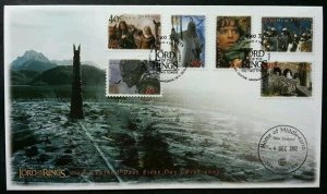 New Zealand Lord Of The Rings 2002 (FDC) *Middle Earth Postmark *adhesive *rare