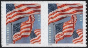 SC#5656 (Forever) U.S. Flags Coil Pair: BCA (2022) SA