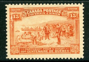 Canada 1908 Quebec Tercentennary 15¢ Red Orange Scott # 102 MNH G139