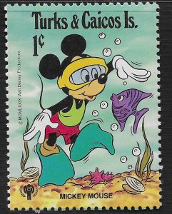 Turks & Caicos Islands #401 1c IYC - Aquatic Scenes - Mickey Mouse ~ MNH