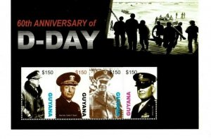 GUYANA - 2004 - D-Day, 60th Anniv - Perf 4v Sheet - Mint Never Hinged