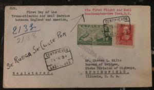 1939 Las Palmas Spain Flight Flight cover FFC Marseille France-Baltimore MD USA