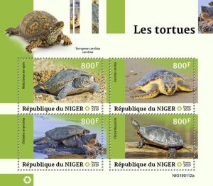 Niger 2019 MNH Turtles Stamps Reptiles Snapping Loggerhead Sea Turtle 4v M/S 