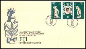 Fiji 384a-384c Queen Elizabeth II Silver Jubilee U/A FDC