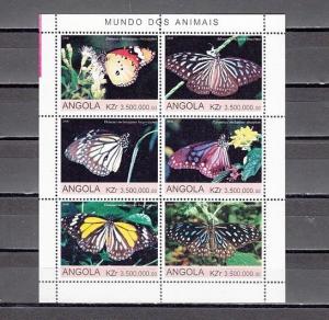 Angola, 2000 Cinderella issue. Butterflies sheet of 6.