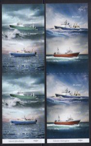 Iceland Sc 1347a, 1349a 2014 Fishing Vessels stamp booklets mint NH