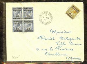 MOROCCO AGENCIES (P1206B) 1931 KGV 25C BL 4+50C CASABLANCA LOCAL COVER