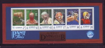 Alderney Sc 118a 1998 Diving Club stamp sheet mint NH