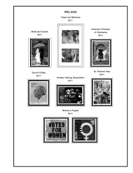IRELAND 1922-2010 + 2011-2020 STAMP ALBUM PAGES (336 PDF b&w illustrated pages)