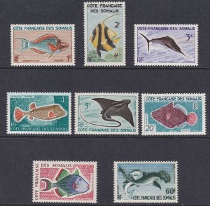 1959-60 SOMALI COAST - Yvert n. 292/303 8 values FISH MNH/**