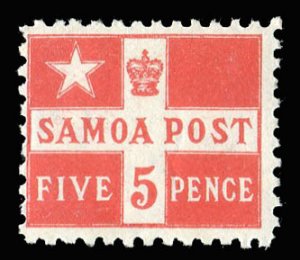 Samoa #23 Cat$35, 1894 5p vermilion, hinged