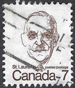 Canada #592 7¢ Louis St. Laurent (1974). Used.