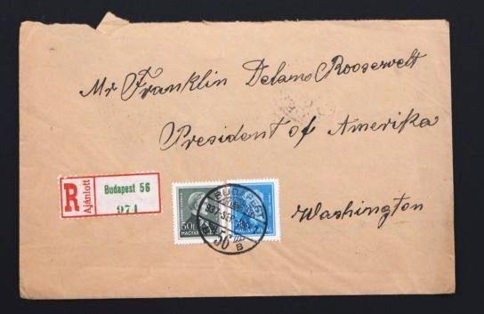 PRESIDENT ROOSEVELT ORIGINAL COVER SENT From Hungary 1937 FDR COLLECTION