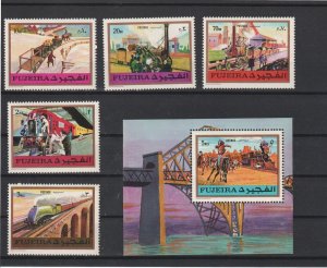 Fujeira 1971 -  Railroads Set Mi-635-639 + Blk 640A - MNH