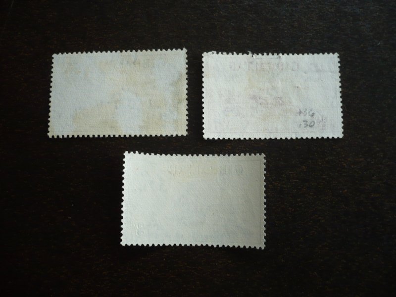 Stamps - Gibraltar - Scott#134,136,137- Used & Mint Never Hinged Set of 3 Stamps