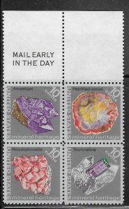 US#1538-41 10c Mineral Issue-MAIL EARLY BLOCK of 4 (MNH) CV $1.00
