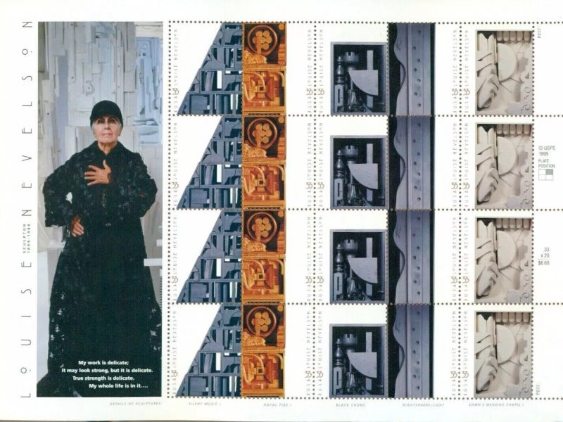 US SHEET LOUISE NEVELSON - SCOTT # 3383a) 33c
